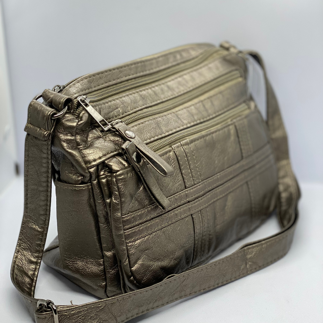 Metallic Gold Sling Bag with Adjustable Strap